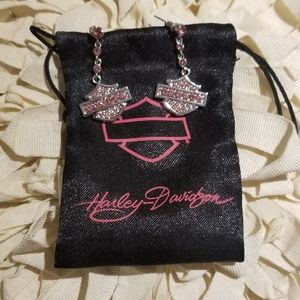 Harley-Davidson Pink Rhinestone Earrings